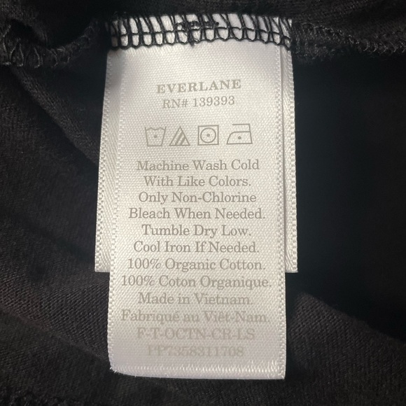 Everlane The Organic Cotton Long-Sleeve Crew Tee Black Size Small - Picture 4 of 7